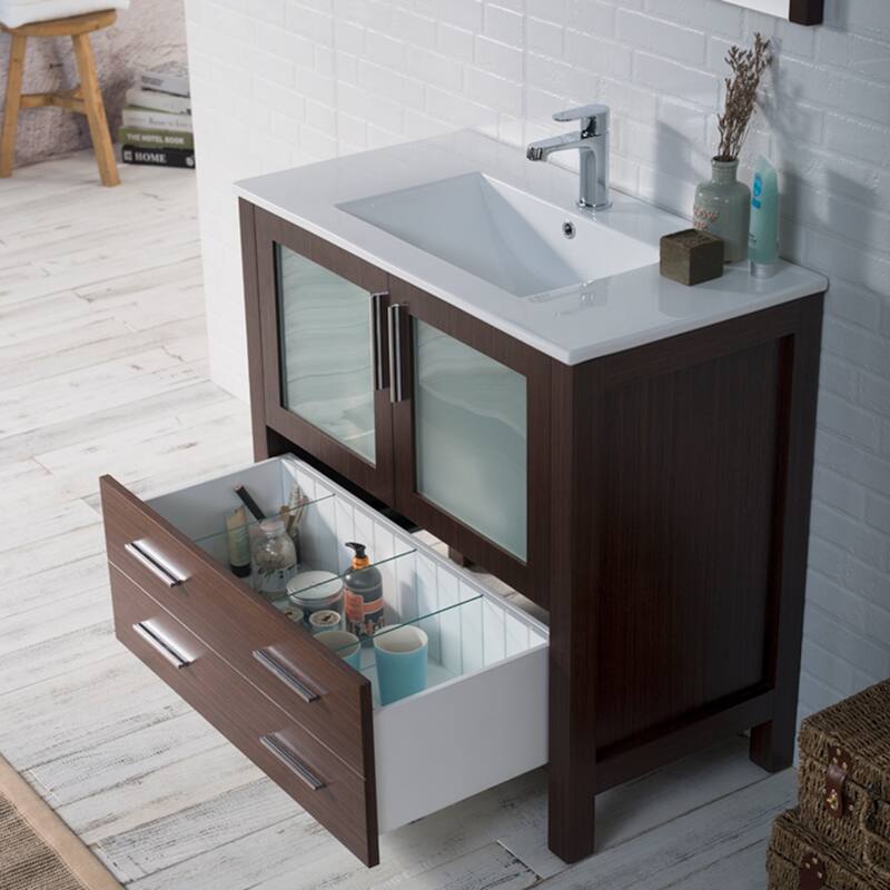 Blossom Solid Wood Double Bathroom Vanity w/ Ceramic Sink & Base