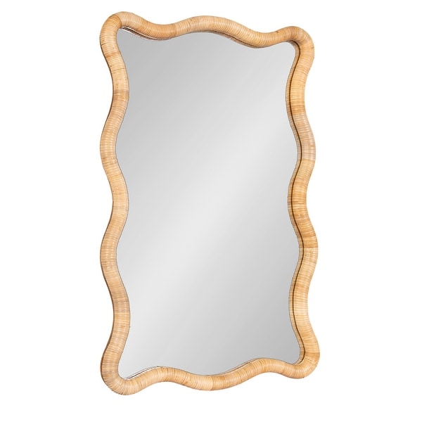 Kate and Laurel Rahfy Rattan Rectangle Scallop Mirror - 24x2x36