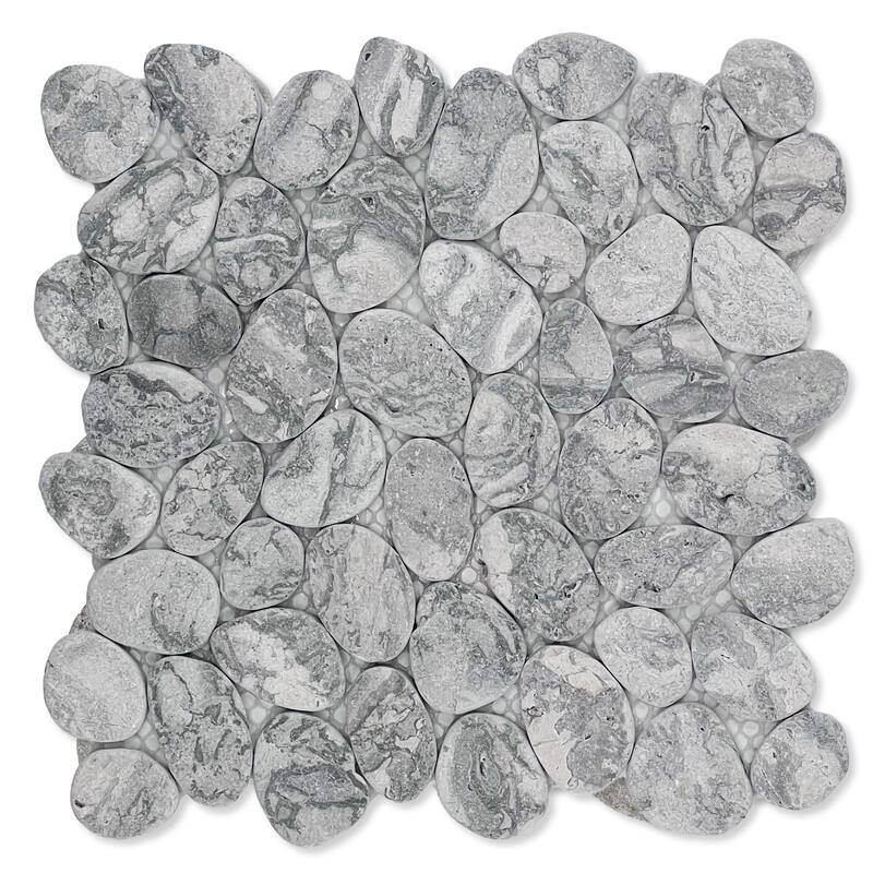 Coin Marble 11 in. x 11 in. Marble Mesh-Mounted Mosaic Wall and Floor Tile - Dove Grey - 11 in. x 11 in.