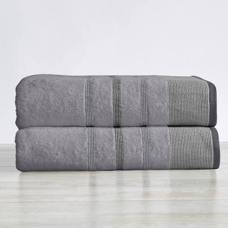 Linery & Co. Luxury Cotton Decorative Towel Set. - Bath Sheet (Pack of 2) - Light Grey / Mid Grey / Dark Grey.