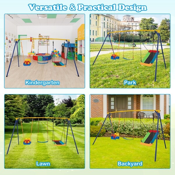 Gymax 660 LBS Indoor Outdoor Swing Set Heavy Duty Carbon Steel