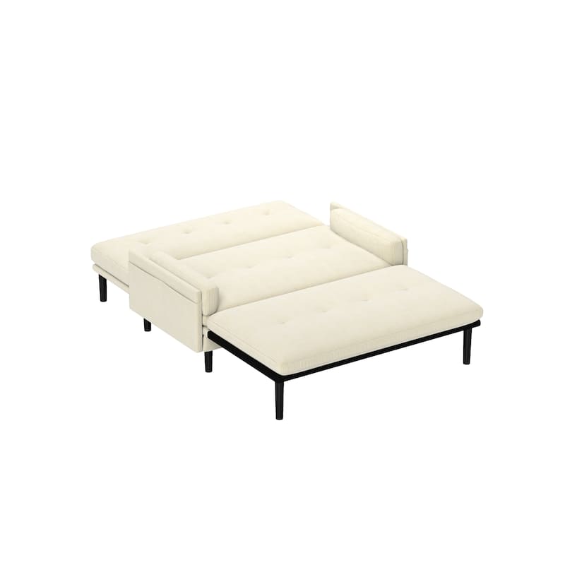 Convertible Sleeper Sofa Bed with Pillow Top Arms, 2-Seat Settee with Pull-Out Bed, Leisure Sofa with Adjustable Backrest