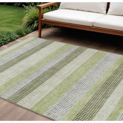 HomeRoots Striped Transitional Rectangle Outdoor Rug