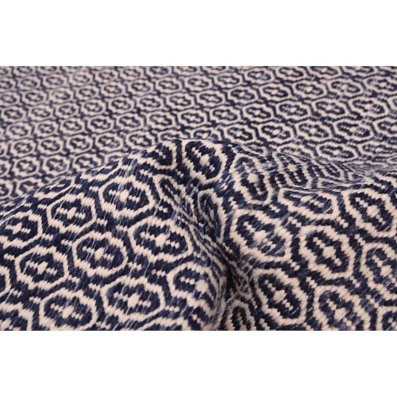 ECARPETGALLERY Flat-Weave Nevada Navy Wool Kilim - 5'1 x 7'4