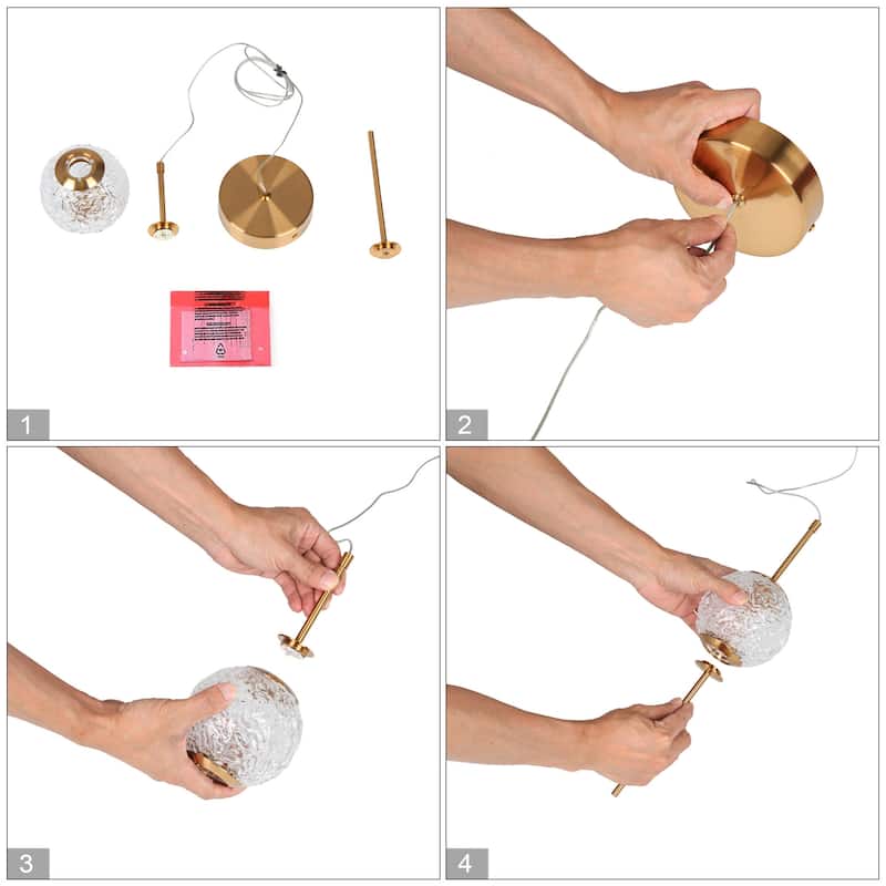 Modern Glam LED 1-Light Gold Pendant Light for Kitchen Island Dining Room - D4.5" x H75.5" Max