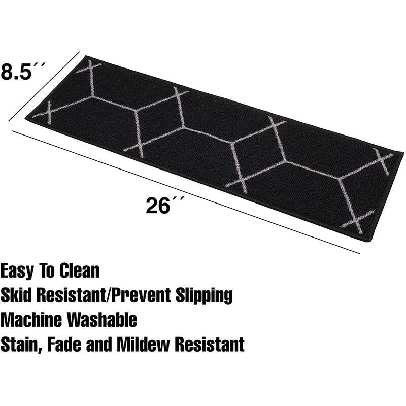 Stair Treads Hexagon Design Washable Non Slip Backing, 8.5''X26''