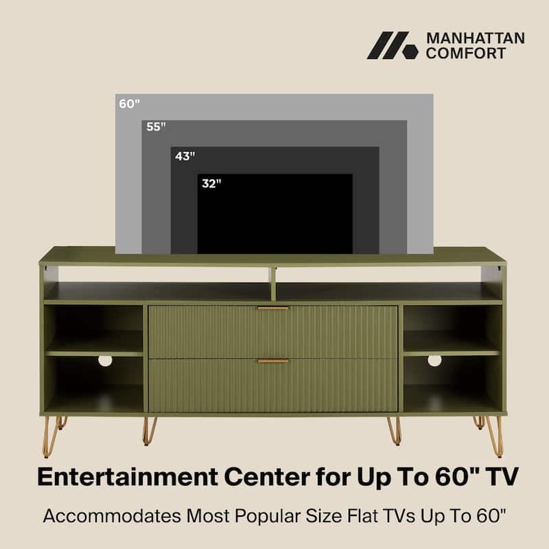 Manhattan Comfort Dumbo Mid-Century Modern TV Stand with 6 Shelves