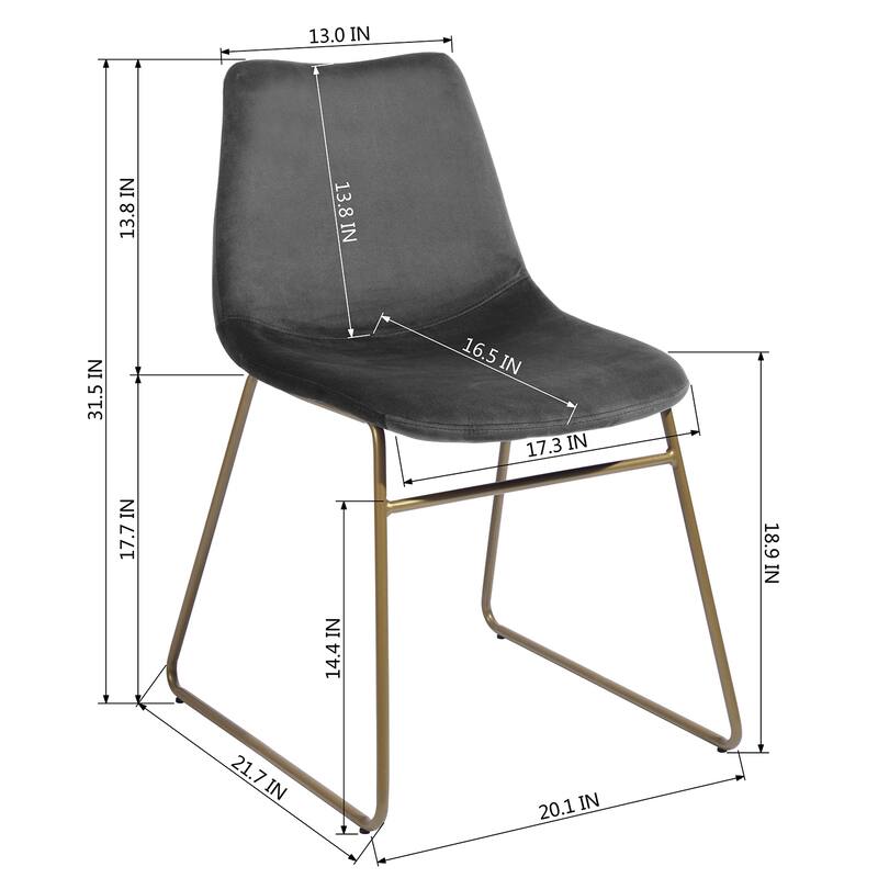 Homylin Batassel Velvet Dining Chairs, Upholstered Reception Chairs, with Metal Legs for Home Kitchen, Living Room(set of 2)