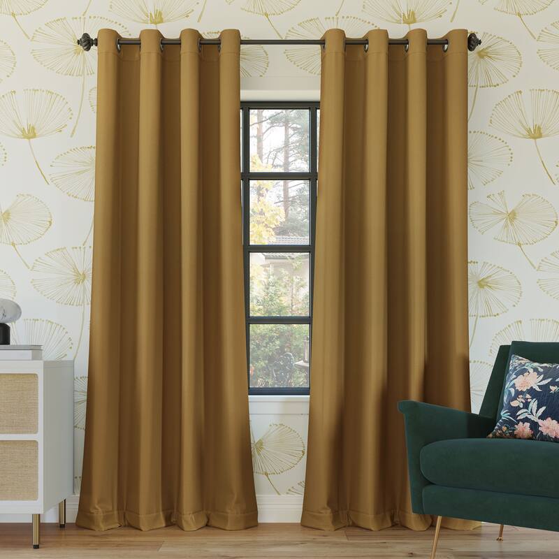 Sun Zero Oslo Theater Grade Extreme Total Blackout Grommet Curtain Panel, Single Panel - 52 x 84 - Gold