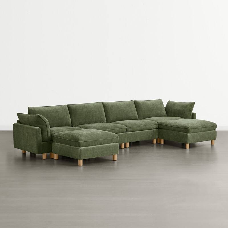 Spruce & Spring Modular Cloud Couch Sofa with Wood Legs for Living Room