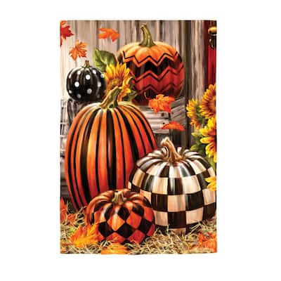 Fall Harvest Pumpkins Burlap Garden Flag