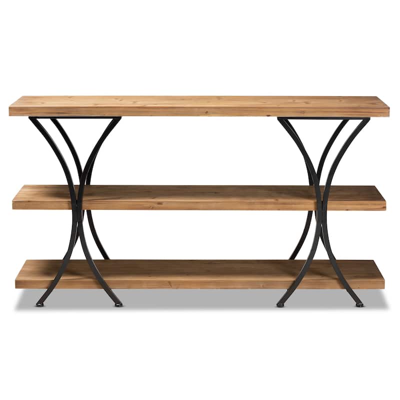 Terrell Brown Finished Wood and Black Finished Metal Console Table
