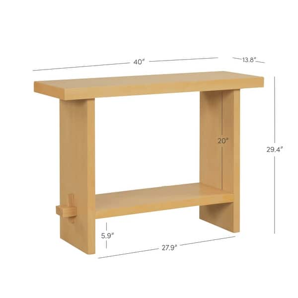 dimension image slide 3 of 5, Nathan James Virgo Farmhouse 2-Tier Console Table in Wire-Brushed Wood Finish