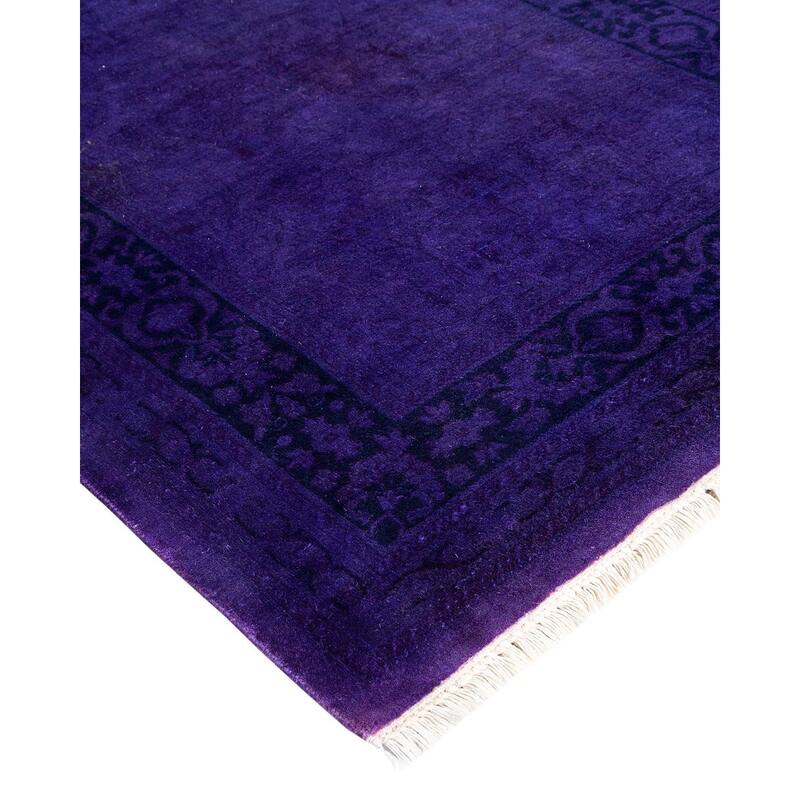 Overton Hand Knotted Wool Vintage Inspired Modern Contemporary Overdyed Purple Runner Rug - 2' 8" x 18' 0"