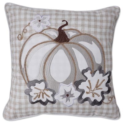 Pillow Perfect Indoor White Pumpkin Natural 18-inch Throw Pillow Cover, 18 X 18 X 0.2