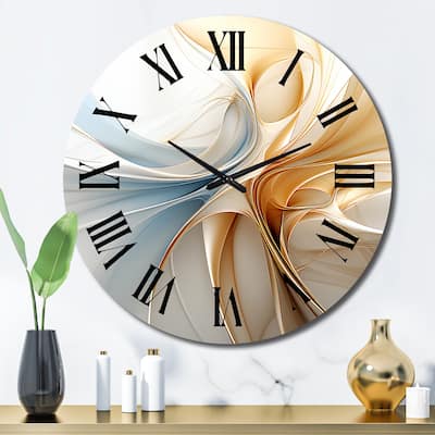 Designart "Vintage Blue And Orange Wave Elegance" Abstract Shapes Oversized Wall Clock
