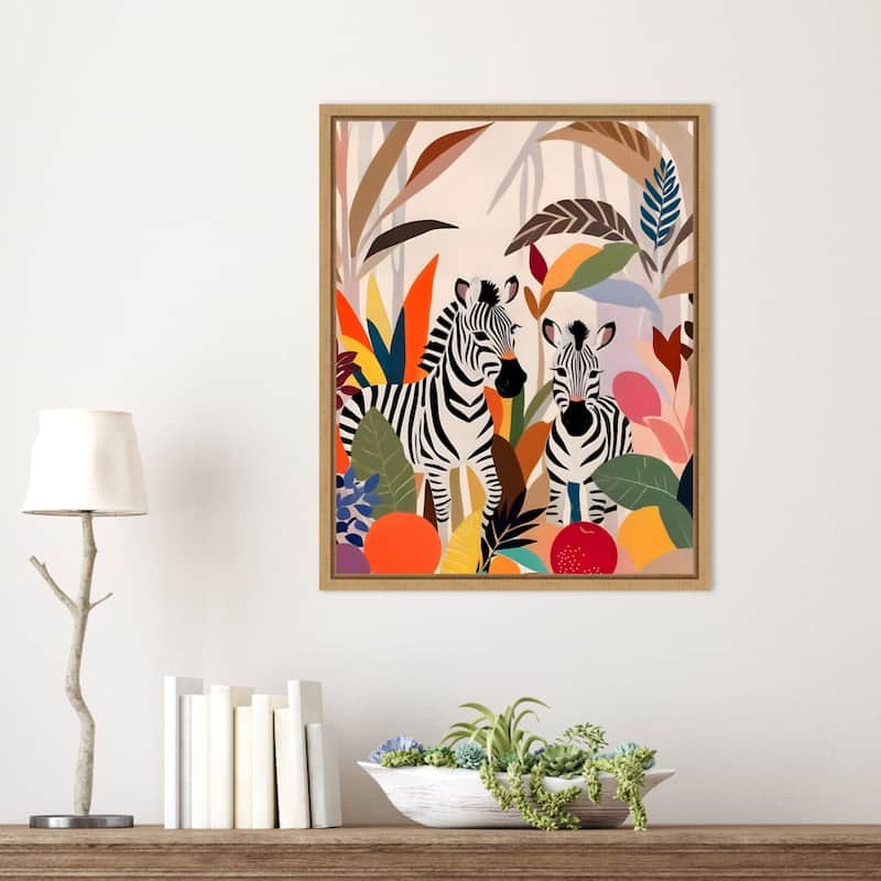 A Couple of Zebras by Uma Gokhale Framed Canvas Wall Art