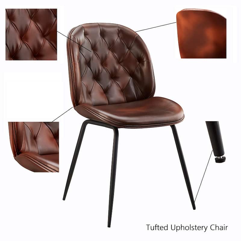 Art Leon Mid-Century Tufted Style Dining Chair in Beetle Shape Design