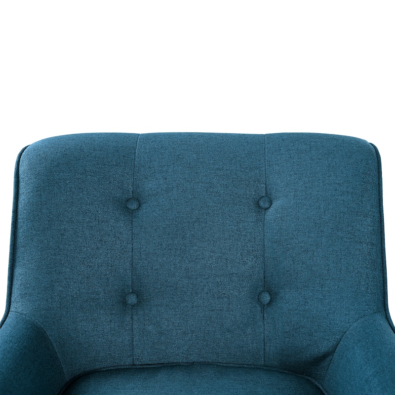 Fabric Upholstered Armchair, Button Tufted Lounge Reading Chair, Sofa Chair with Solid Wood Legs for Living Room, Bedroom