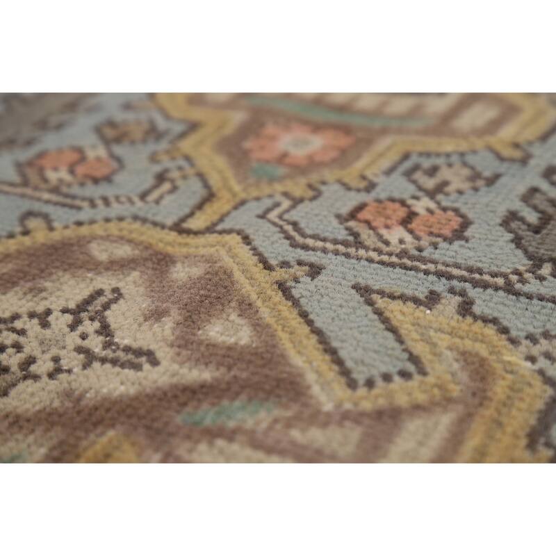 Geometric Blue Tabriz Persian Rug Hand-Knotted Traditional Wool Carpet - 8'3"x 11'2"