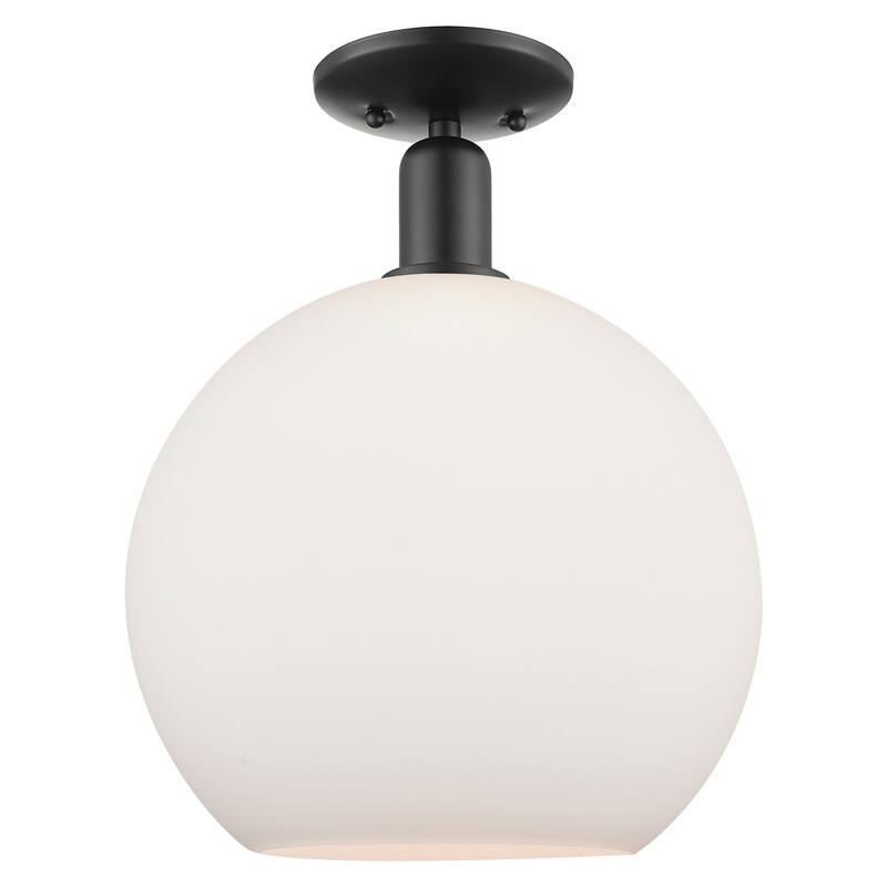 Innovations Lighting 716-1C-16-12 Athens Semi-Flush Athens 12" Wide - Matte Black / Matte White