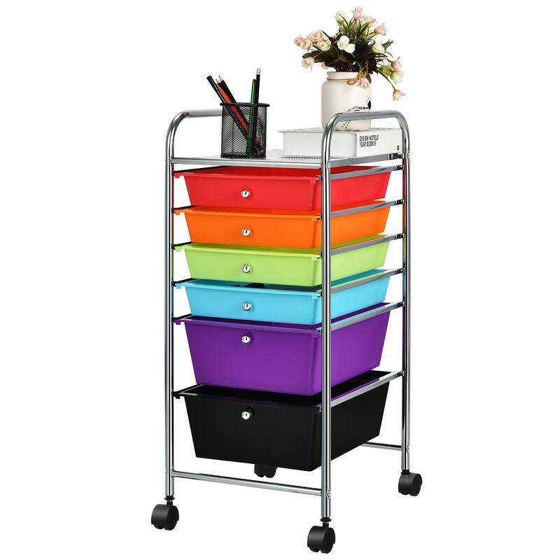 Costway 6 Drawer Rolling Storage Cart Scrapbook Paper Office Organizer