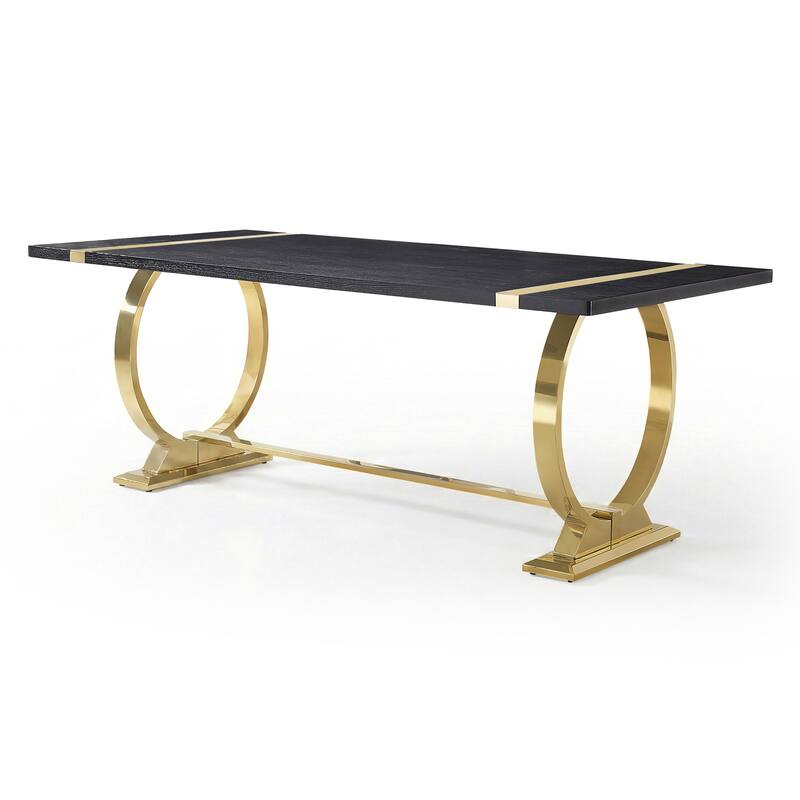 Furniture of America Carra Glam Stainless Steel Base 80-inch Dining Table