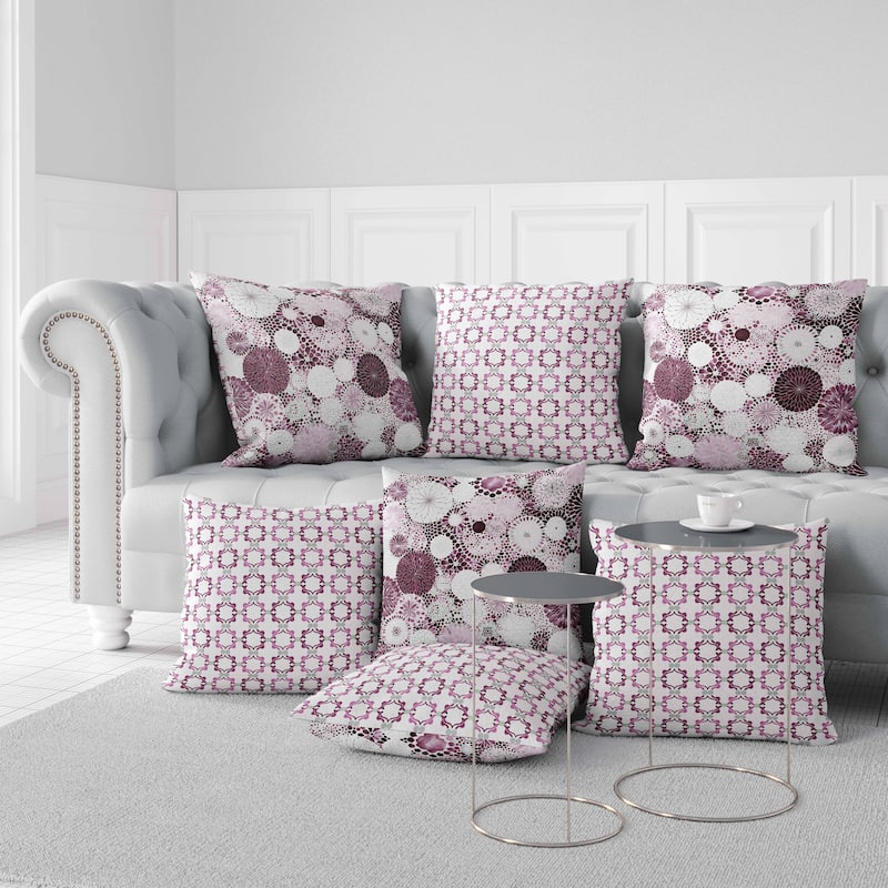 Pink And Purple Crystal Drift Faux Suede Throw Pillow Zipper
