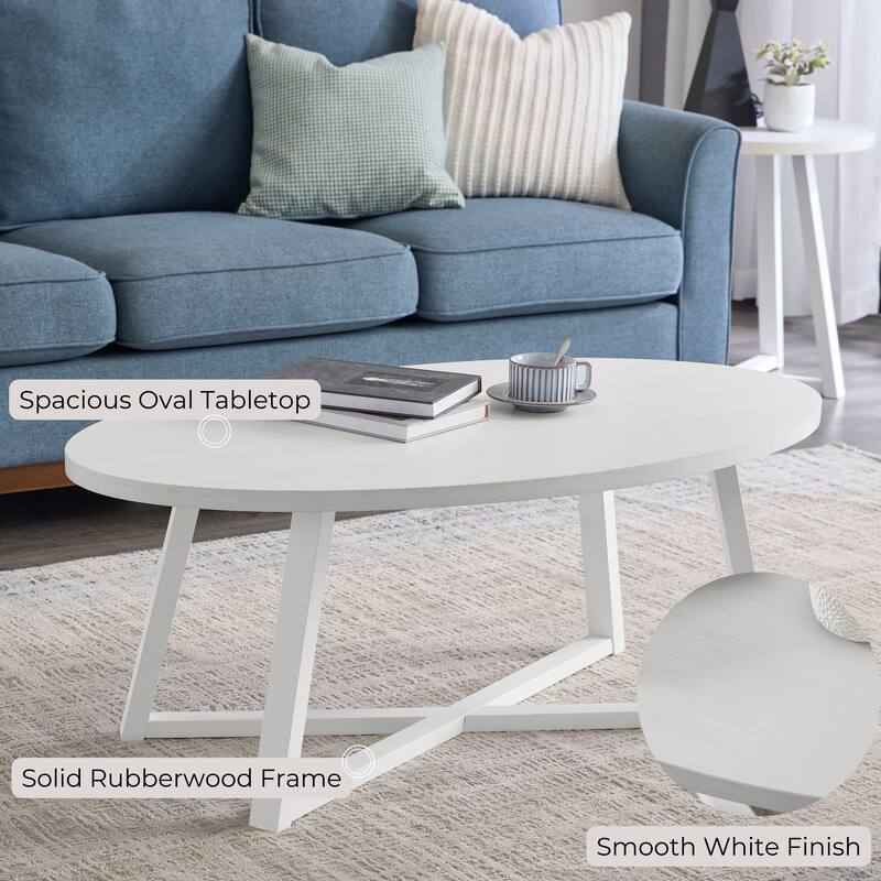 Roundhill Furniture Modern Harmony Wood Oval Coffee Table