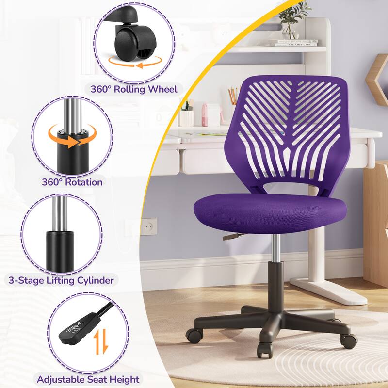 Yaheetech Adjustable Armless Office Chair Swivel Computer Study Chair