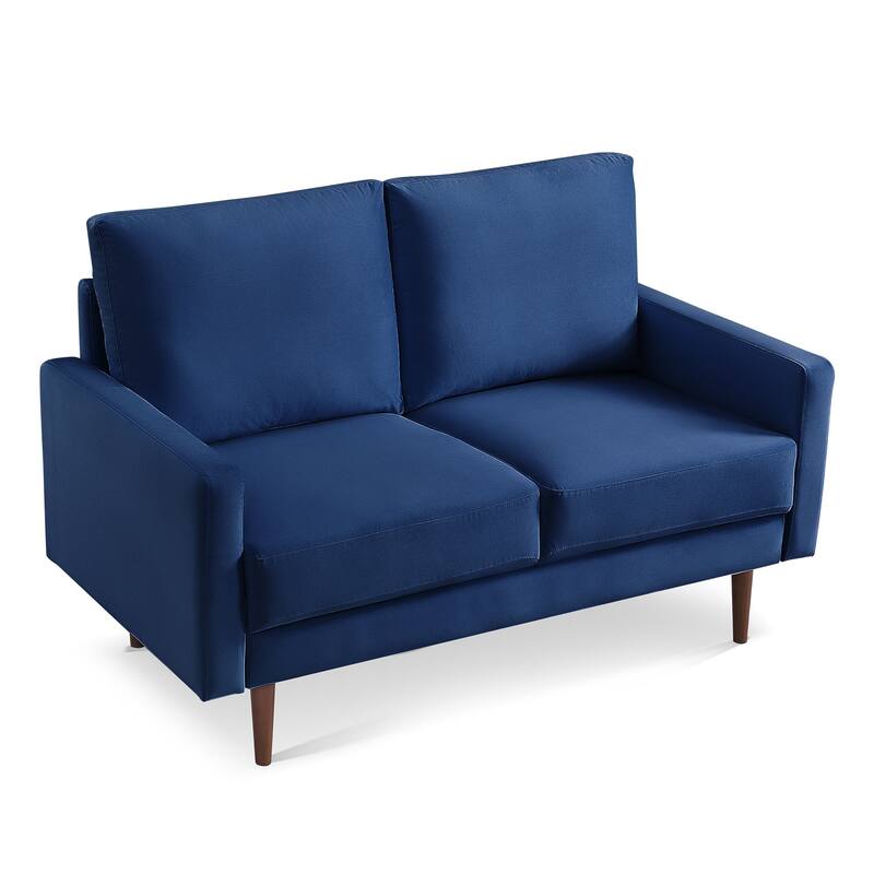 57 Inch Wide Upholstered Loveseat with Square Arms - N/A