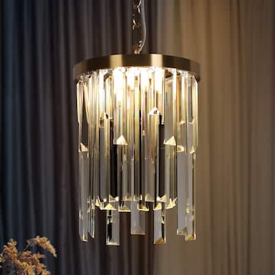 Modern LED Crystal 1-Light Pendant Light for Kitchen Island Foyer Bathroom - 7.8" Dia. x 11.8" H