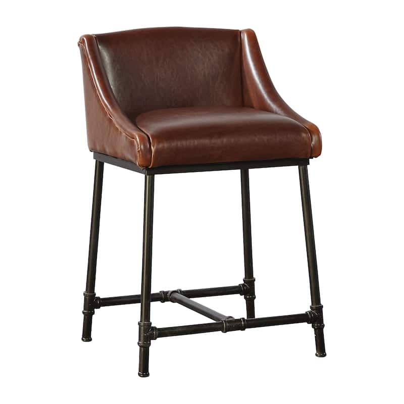 Bleecker Iron Pipe & Leather Industrial Bar Stool