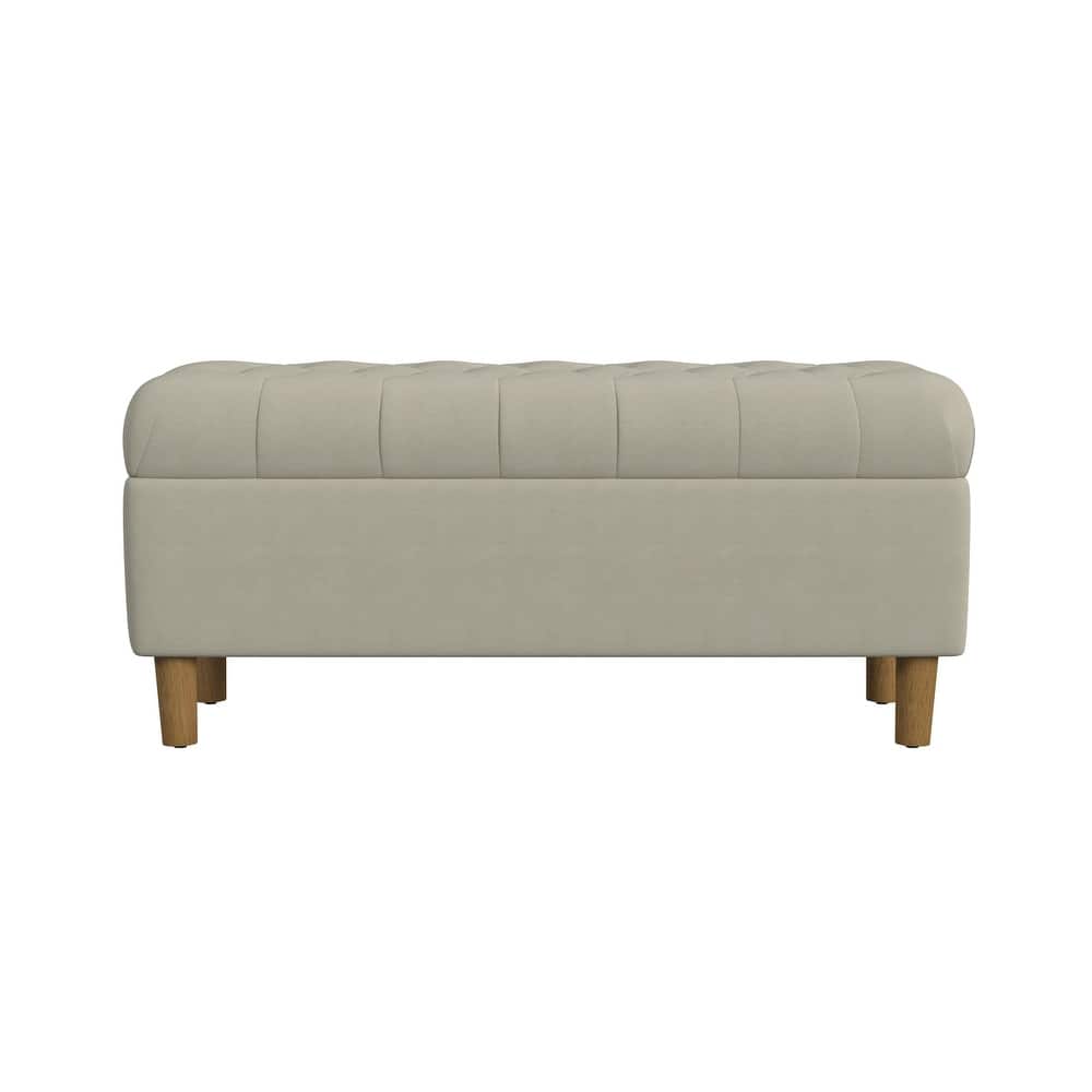 HomePop Button Tufted Top Storage Bench with Wood Legs