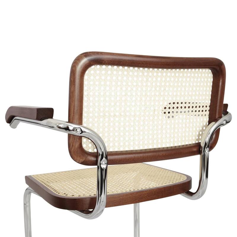 Breuer Chair Company Marcel Breuer Cesca Cane Cantilever Armchair Arm Chair w/ Chrome Steel Frame (Various Wood & Cane Colors)