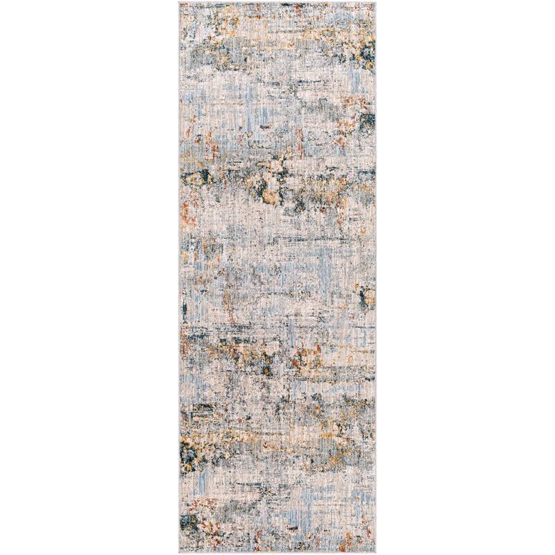 Livabliss Rustic Laila Abstract Area Rug - 2'7" x 7'3" - Grey/Blue