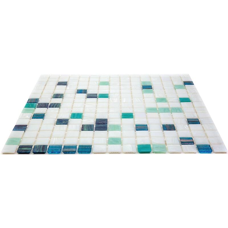 Apollo tile 12" x 12" Mingles Glossy White Green Glass Tile (20 sq ft/case) - 20 Pack