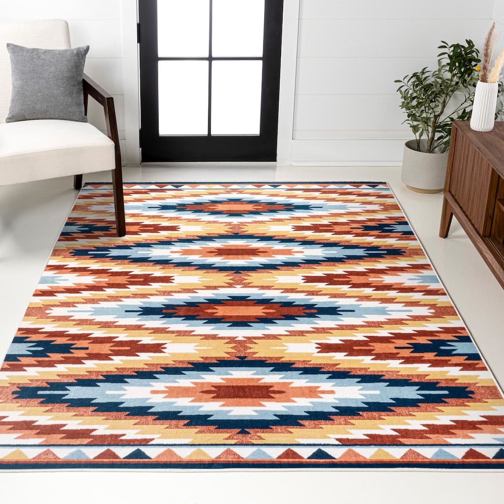 JONATHAN Y Flow High-Low Two-Tone Monstera Leaf Area Rug