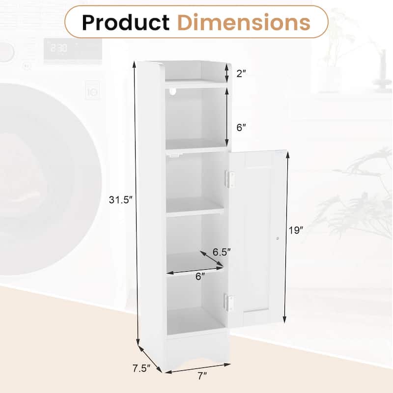 Costway Bathroom Storage Cabinet with Door Toilet Paper Holder Stand - See Details