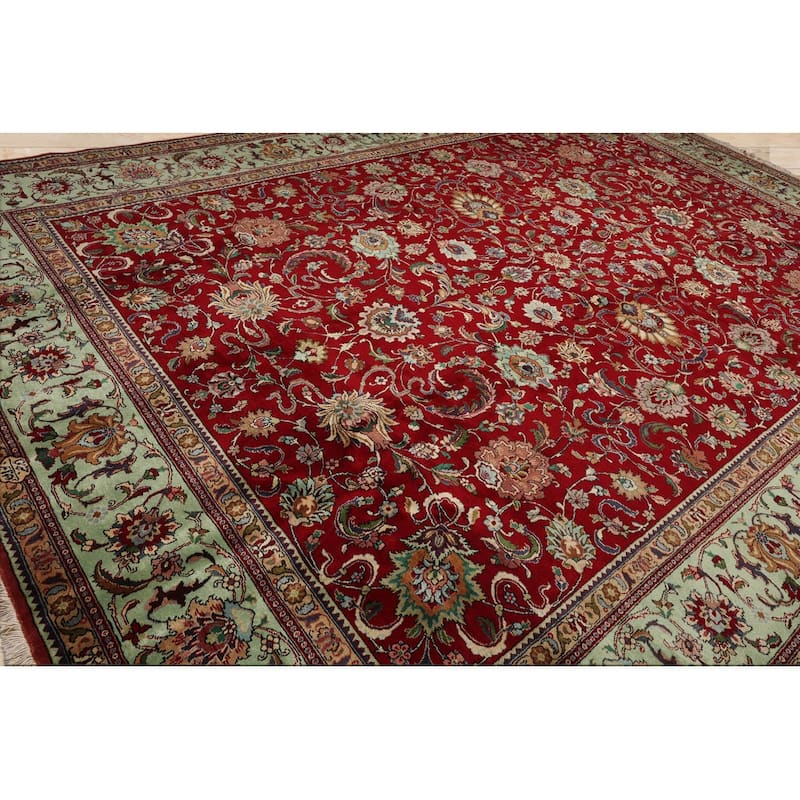 Hand Knotted Tabriz Red Persian Wool Traditional Oriental Area Rug - 11' x 15'