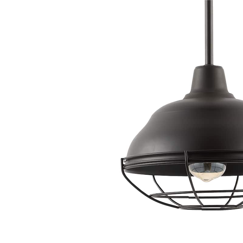Cora 10.38" 1-Light Industrial Farmhouse Iron LED Pendant, Oil Rubbed Bronze by JONATHAN Y
