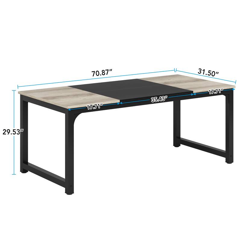 71" Modern Dining Table for 6-8, Kitchen Table for Dining Room - 70.87" L x 31.50" W x 29.53" H