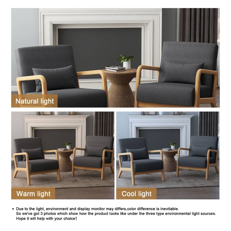 Upholstered Armchair Leisure Chair Accent Chairs Set of 2 with Pillow