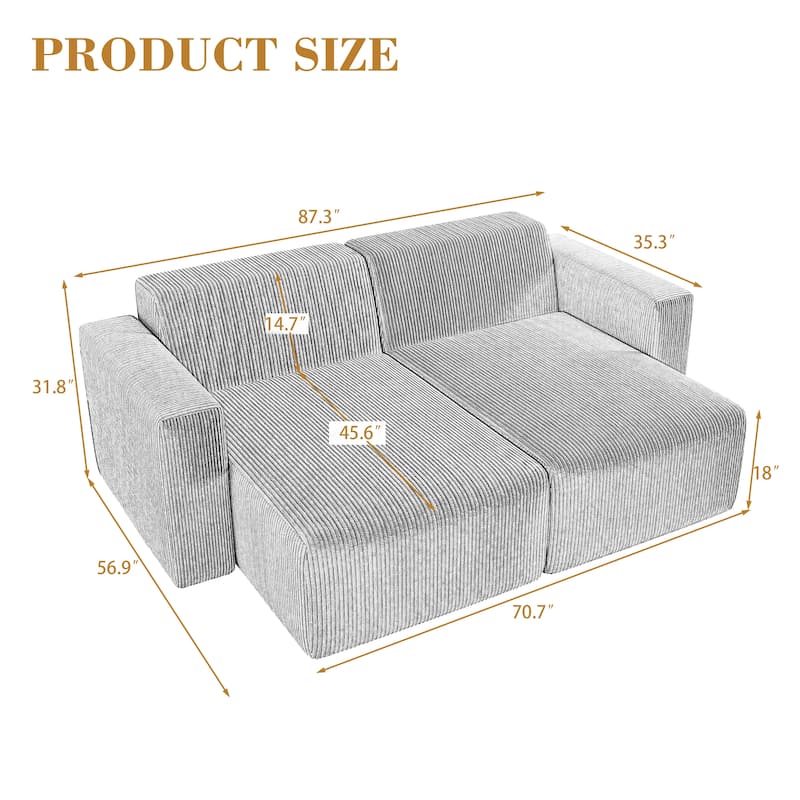 UIXE Upholstered Corduroy Chaise Lounges For Interior