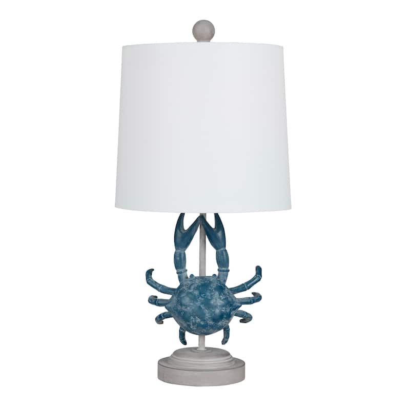 20.25"H Resin Table Crap Lamp with Shade - 10" x 10" x 20.25" - 10" x 10" x 20.25" - Blue