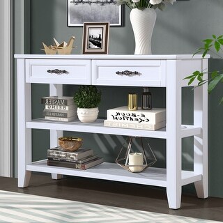 Mid-Century Modern Style Console Sofa Table with 2 Storage Drawers and ...
