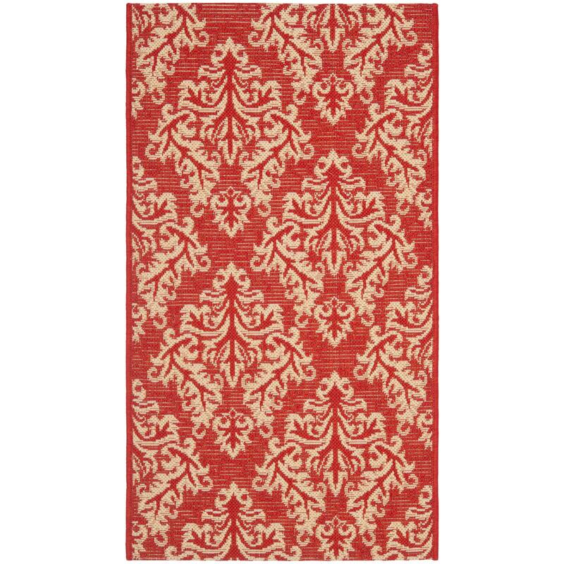 SAFAVIEH Courtyard Moshka Indoor/ Outdoor Waterproof Patio Backyard Rug - 2' x 3'7" - Red/Creme
