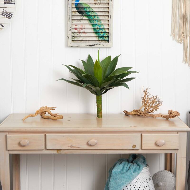 Large Artificial Plants Set of 2 - 19In. Indoor Greenery Decor Home Office Living Room - Green