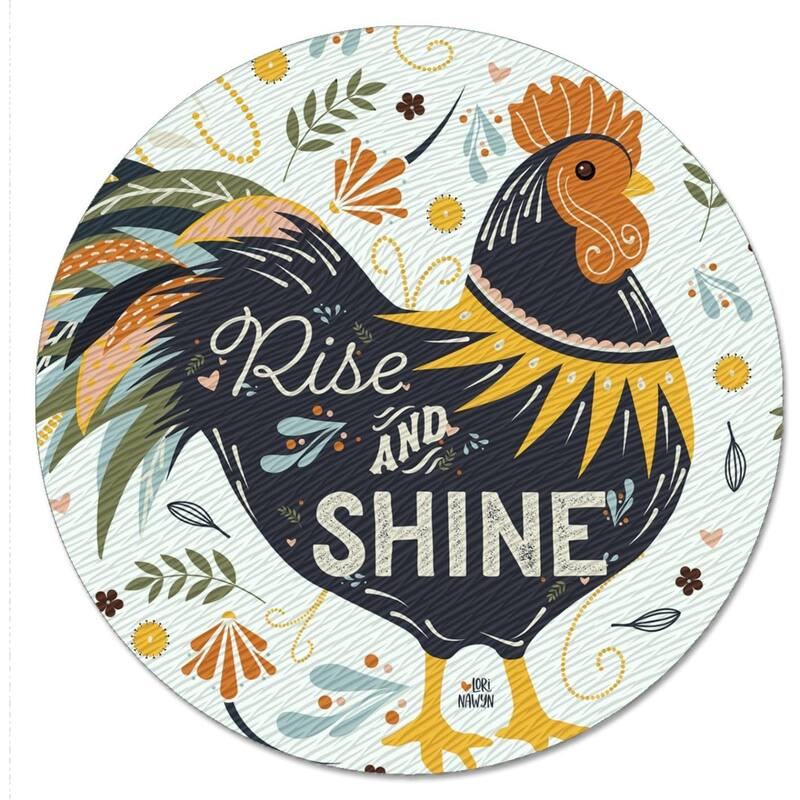 Rise & Shine Rooster 4mm Heat Tolerant Tempered Glass Lazy Susan Turntable 13" Round Condiment Caddy Cake Plate Pizza Stand - Single