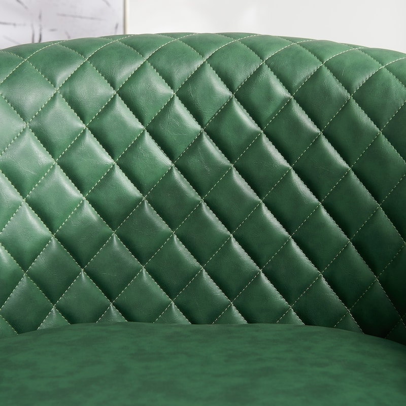 KINWELL 29" Wide Tufted PU Leather Swivel Barrel Chair